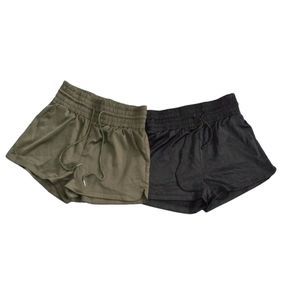 NEW 2 Pair Women's AKIRA ZIZI Satin Dolphin Shorts Black & Olive Green Size XL